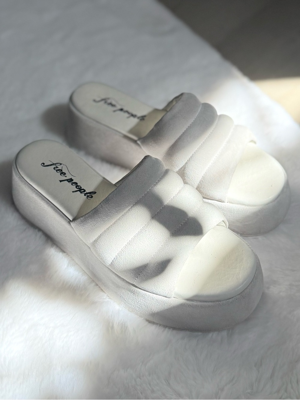 FREE PEOPLE 40 Almost Paradise Platform Sandals Slides in Sea Salt 9.5 10